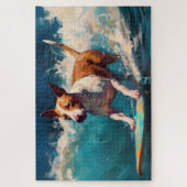 Bull Terrier Beach Surfanstrich Puzzle (Vertikal)