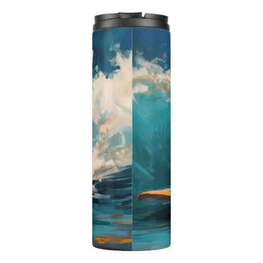 Bull Terrier Beach Surfanstrich Thermosbecher (Rückseite)