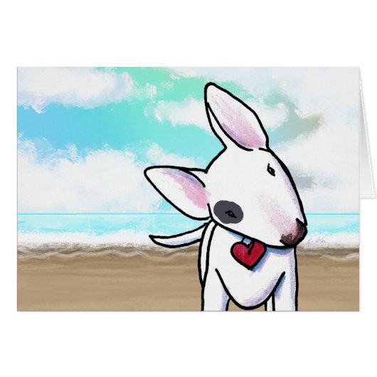 Bull Terrier Beachy Niedliche Note Card (Vorderseite (Horizontal))