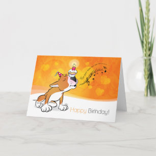 Bull Terrier Cartoon Card "Happy Birthday" Karte