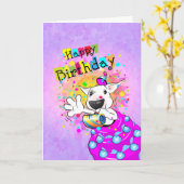 Bull Terrier Cartoon Card "Happy Birthday" Karte (Gelbe Blume)