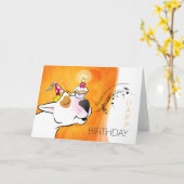 Bull Terrier Cartoon Card "Happy Birthday" Karte (Gelbe Blume)