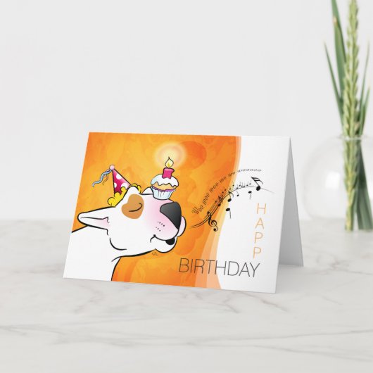 Bull Terrier Cartoon Card "Happy Birthday" Karte (Vorderseite)