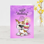 Bull Terrier Cartoon Card "Happy Birthday" Karte (Gelbe Blume)