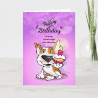 Bull Terrier Cartoon Card "Happy Birthday"