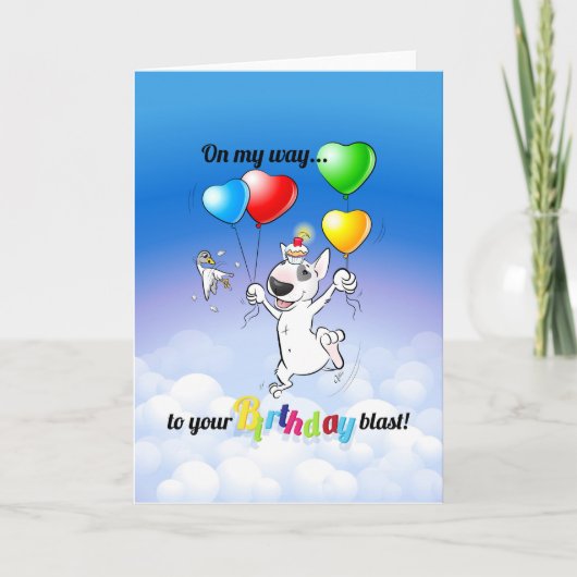 Bull Terrier Cartoon Card "Happy Birthday" Karte (Vorderseite)