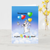 Bull Terrier Cartoon Card "Happy Birthday" Karte (Gelbe Blume)