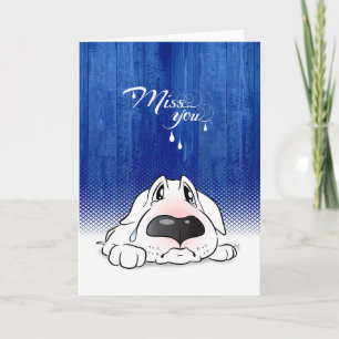 Bull Terrier Cartoon Card "Miss you" Karte