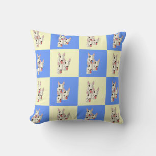 Bull Terrier Checkered Throw Kissen