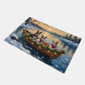 Bull Terrier Christmas Boat Holiday Fußmatte (Schrägansicht)