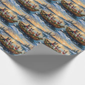Bull Terrier Christmas Boat Holiday Geschenkpapier (Ecke)