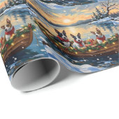 Bull Terrier Christmas Boat Holiday Geschenkpapier (Rolleneckpunkt)