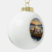 Bull Terrier Christmas Boat Holiday Keramik Kugel-Ornament (Links)