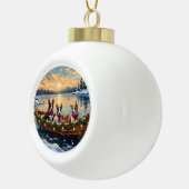 Bull Terrier Christmas Boat Holiday Keramik Kugel-Ornament (Rechts)