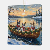 Bull Terrier Christmas Boat Holiday Keramikornament (Links)