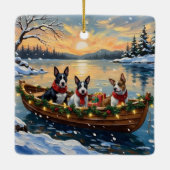 Bull Terrier Christmas Boat Holiday Keramikornament (Rückseite)