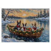 Bull Terrier Christmas Boat Holiday Schneidebrett (Vorderseite)