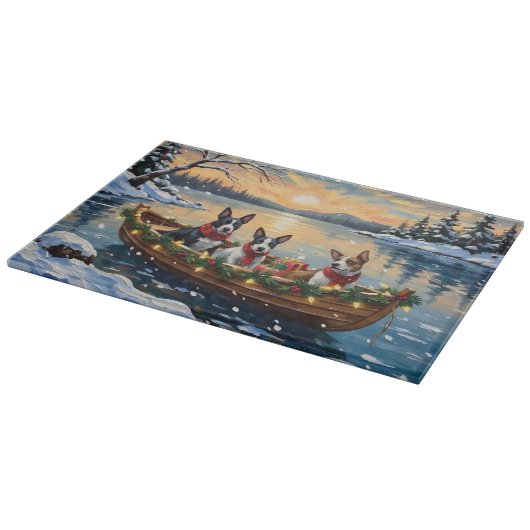 Bull Terrier Christmas Boat Holiday Schneidebrett (Ecke)