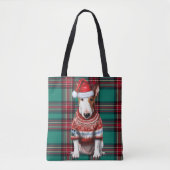 Bull Terrier Christmas Dog Green Seasonal Plaid Tasche (Vorderseite)