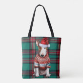 Bull Terrier Christmas Dog Green Seasonal Plaid Tasche (Rückseite)