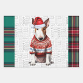 Bull Terrier Christmas Dog Red Green Kariert Geschenkpapier Set (Vorderseite)