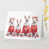 Bull Terrier Christmas Dress Santa Hat Karte (Gelbe Blume)