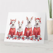 Bull Terrier Christmas Dress Santa Hat Karte (Vorderseite)