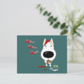 Bull Terrier Christmas Feiertagspostkarte (Stehend Vorderseite)
