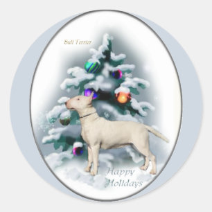 Bull Terrier Christmas Geschenke Runder Aufkleber