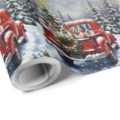 Bull Terrier Christmas Red Truck Holiday Geschenkpapier (Rolleneckpunkt)