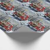 Bull Terrier Christmas Red Truck Holiday Geschenkpapier (Ecke)
