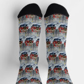 Bull Terrier Christmas Red Truck Holiday Socken (Oben)