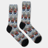 Bull Terrier Christmas Red Truck Holiday Socken (Rechts)