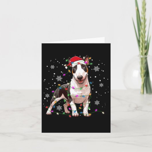 Bull Terrier Christmas Sweater Dog Xmas Lights Tre Karte (Vorderseite)