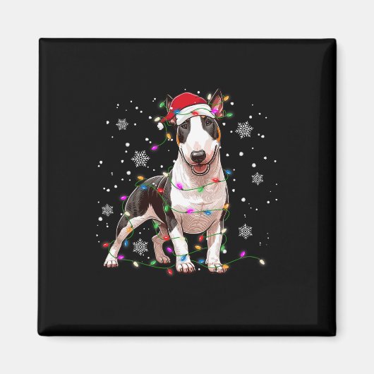 Bull Terrier Christmas Sweater Dog Xmas Lights Tre Magnet (Vorne)