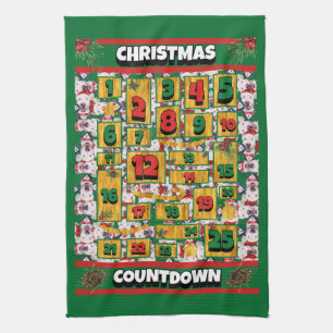 Bull Terrier Countdown Weihnachten Adventskalender Geschirrtuch