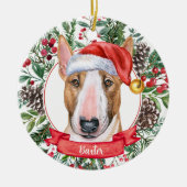 Bull Terrier Custom Santa Dog Weihnachtsschmuck (Vorne)