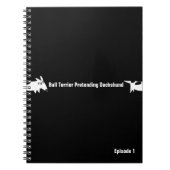 Bull Terrier, der Dackel vorgibt Notizblock (Vorderseite)