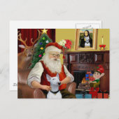 Bull Terrier des Weihnachtsmanns (weiß) Feiertagspostkarte (Vorne/Hinten)