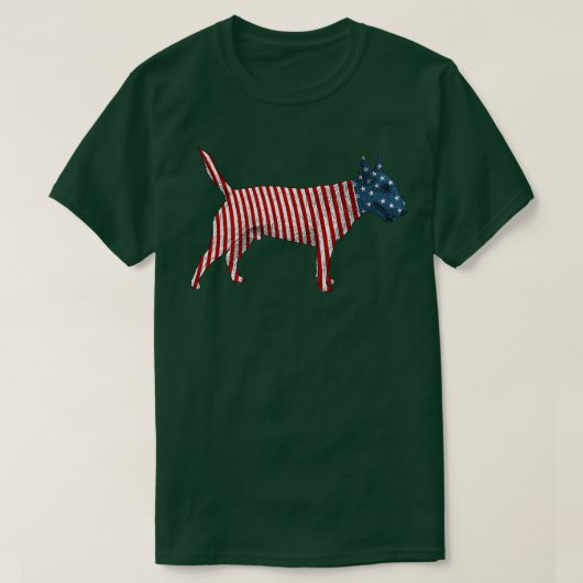 Bull Terrier Dog American Flag 4. Juli  T-Shirt (Design vorne)