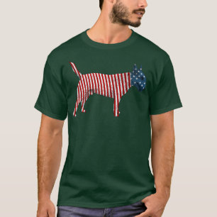Bull Terrier Dog American Flag 4. Juli  T-Shirt
