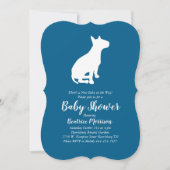 Bull Terrier Dog Baby Shower Blue Boy Einladung (Vorderseite)