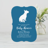 Bull Terrier Dog Baby Shower Blue Boy Einladung (Stehend Vorderseite)