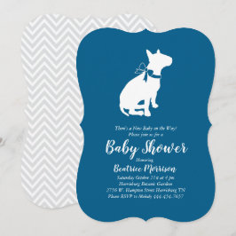 Bull Terrier Dog Baby Shower Blue Boy Einladung