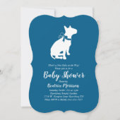 Bull Terrier Dog Baby Shower Blue Boy Einladung (Vorderseite)
