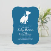 Bull Terrier Dog Baby Shower Blue Boy Einladung (Stehend Vorderseite)