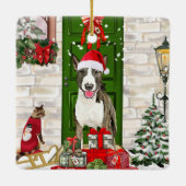 Bull Terrier Dog Christmas Keramikornament (Rückseite)