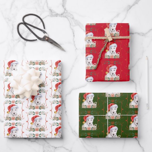 Bull Terrier Dog Christmas Pattern Geschenkpapier Set (Vorderseite)