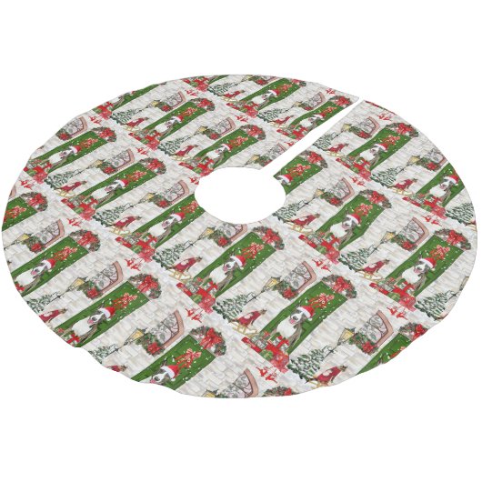 Bull Terrier Dog Christmas Polyester Weihnachtsbaumdecke (Schrägansicht)