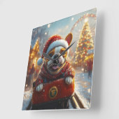 Bull Terrier Dog Christmas Quadratische Wanduhr (Winkel)